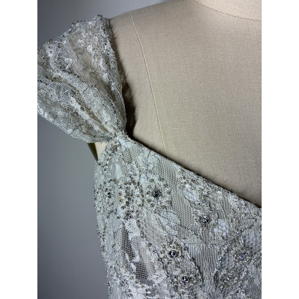 Badgley Mischka Beaded Lace Cap‎ Sleeve Wedding Gown Evening Dress 8 Bridal - Picture 4 of 16